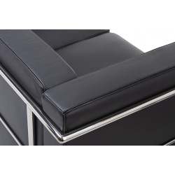 KH1501100201 Sofa dwuosobowa SOFT LC2 czarna - włoska skóra naturalna, metal King Home