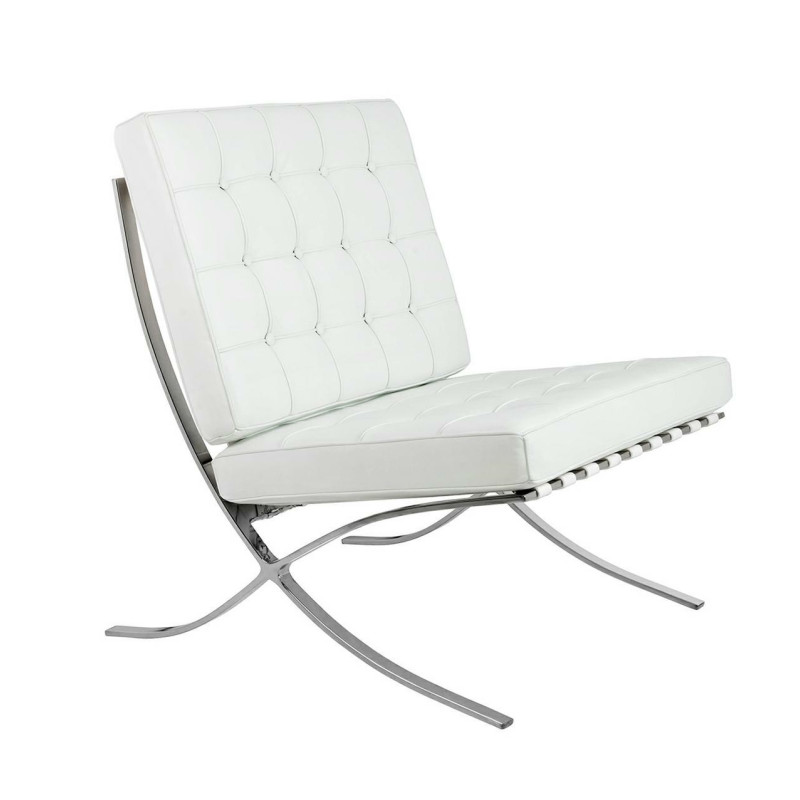 KH1501100211 Fotel BARCELON PRESTIGE PLUS biały - włoska selekcjonowana skóra naturalna, stal King Home
