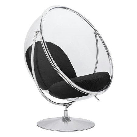 JH-200-2.01Black Fotel BUBBLE STAND 2 poduszka czarna - akryl, chrom, wełna King Home