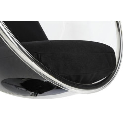 JH-200.1 Fotel BUBBLE STAND poduszka czarna - podstawa chrom, korpus akryl, poduszka wełna King Home