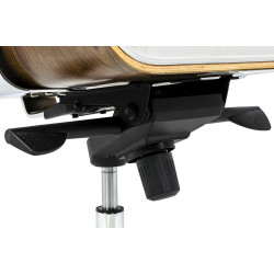 YS-6809.WHITE.WALNUT Fotel biurowy LOUNGE BUSINESS biały - sklejka orzech,włoska skóra naturalna, stal polerowana King Home