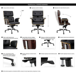 YS-6809.WHITE.WALNUT Fotel biurowy LOUNGE BUSINESS biały - sklejka orzech,włoska skóra naturalna, stal polerowana King Home