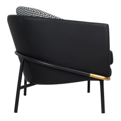 MSE011000330 Fotel GUBI czarny PU / pepitka King Home