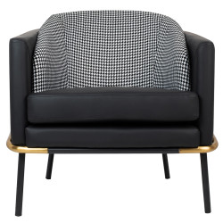 MSE011000330 Fotel GUBI czarny PU / pepitka King Home