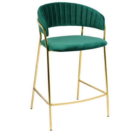 KH1201100129.61 Krzesło barowe MARGO 65 ciemny zielony - welur, podstawa złota King Home