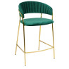 KH1201100129.61 Krzesło barowe MARGO 65 ciemny zielony - welur, podstawa złota King Home