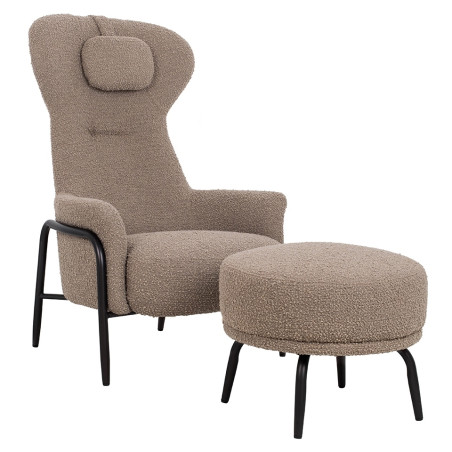 KH1301100125 Fotel TEDDY GRAND ciemny brązowy z podnóżkiem King Home