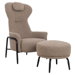 KH1301100125 Fotel TEDDY GRAND ciemny brązowy z podnóżkiem King Home