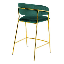 KH1201100129.61 Krzesło barowe MARGO 65 ciemny zielony - welur, podstawa złota King Home
