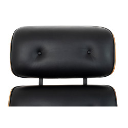 KH1501100107 Fotel LOUNGE HM XL czarny / orzech z podnóżkiem King Home