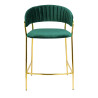 KH1201100129.61 Krzesło barowe MARGO 65 ciemny zielony - welur, podstawa złota King Home