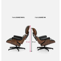 KH1501100107 Fotel LOUNGE HM XL czarny / orzech z podnóżkiem King Home