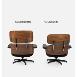 KH1501100107 Fotel LOUNGE HM XL czarny / orzech z podnóżkiem King Home