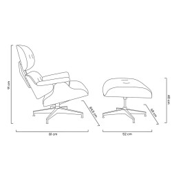 KH1501100107 Fotel LOUNGE HM XL czarny / orzech z podnóżkiem King Home