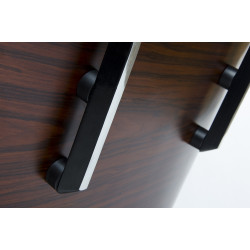 KH1501100140 Fotel LOUNGE czarny / orzech z podnóżkiem King Home