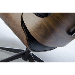 KH1501100140 Fotel LOUNGE czarny / orzech z podnóżkiem King Home