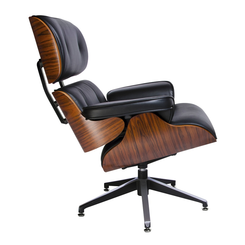 KH1501100144 Fotel LOUNGE czarny / róża - skóra naturalna King Home