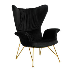 KH1501100191 Fotel SHRIMP VELVET czarny - podstawa złota King Home