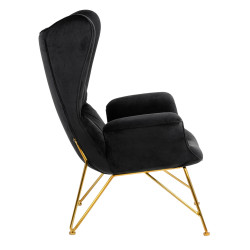 KH1501100191 Fotel SHRIMP VELVET czarny - podstawa złota King Home