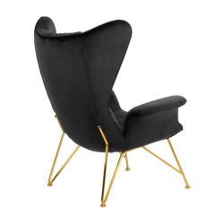 KH1501100191 Fotel SHRIMP VELVET czarny - podstawa złota King Home