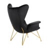 KH1501100191 Fotel SHRIMP VELVET czarny - podstawa złota King Home