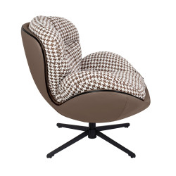 KH1501100183 Fotel obrotowy HIPPO brązowa pepitka King Home