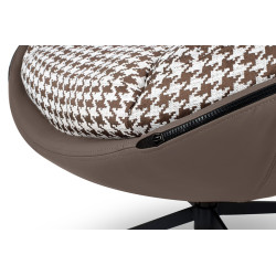 KH1501100183 Fotel obrotowy HIPPO brązowa pepitka King Home