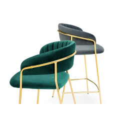 KH1201100129.61 Krzesło barowe MARGO 65 ciemny zielony - welur, podstawa złota King Home
