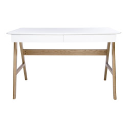 LL-008 Biurko RIVA (Scandic) białe - blat MDF, podstawa dębowa King Home