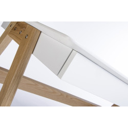 LL-008 Biurko RIVA (Scandic) białe - blat MDF, podstawa dębowa King Home