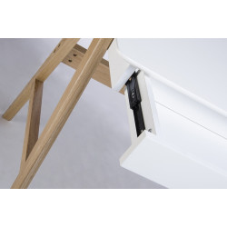 LL-008 Biurko RIVA (Scandic) białe - blat MDF, podstawa dębowa King Home