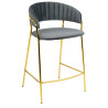 KH1201100129.11 Krzesło barowe MARGO 65 ciemny szary - welur, podstawa złota King Home