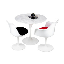 GT-09M.FI90 Stół TULIP MARBLE 90 CARRARA biały - blat okrągły marmurowy, metal King Home