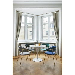 GT-09M.FI90 Stół TULIP MARBLE 90 CARRARA biały - blat okrągły marmurowy, metal King Home