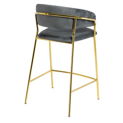 KH1201100129.11 Krzesło barowe MARGO 65 ciemny szary - welur, podstawa złota King Home