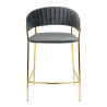 KH1201100129.11 Krzesło barowe MARGO 65 ciemny szary - welur, podstawa złota King Home