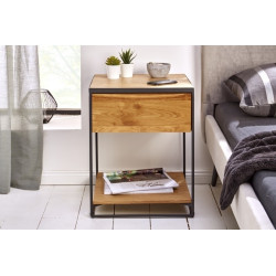 39709 INVICTA stolik nocny SCORPION 40 cm dąb - lite drewno, metal King Home