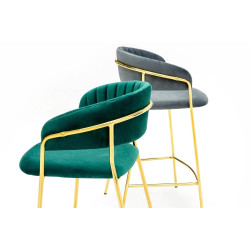 KH1201100129.11 Krzesło barowe MARGO 65 ciemny szary - welur, podstawa złota King Home