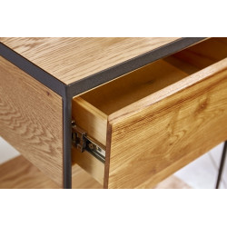 39709 INVICTA stolik nocny SCORPION 40 cm dąb - lite drewno, metal King Home