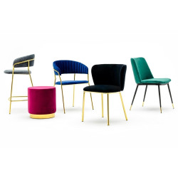 KH1201100129.11 Krzesło barowe MARGO 65 ciemny szary - welur, podstawa złota King Home