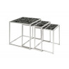 40096 INVICTA zestaw stolików ELEMENTS 3 czarne szkło - imitacja marmuru King Home