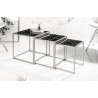40096 INVICTA zestaw stolików ELEMENTS 3 czarne szkło - imitacja marmuru King Home