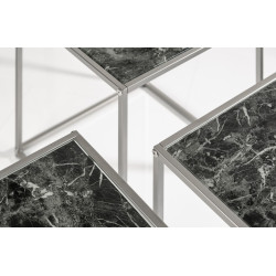 40096 INVICTA zestaw stolików ELEMENTS 3 czarne szkło - imitacja marmuru King Home