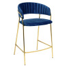 KH1201100129.64 Krzesło barowe MARGO 65 ciemny niebieski - welur, podstawa złota King Home