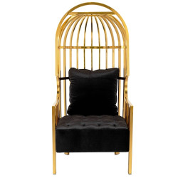 CD053.GOLD Fotel LORD złoty - poduszka czarny velvet King Home