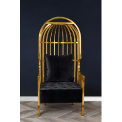 CD053.GOLD Fotel LORD złoty - poduszka czarny velvet King Home