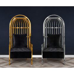 CD053.GOLD Fotel LORD złoty - poduszka czarny velvet King Home