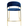 KH1201100129.64 Krzesło barowe MARGO 65 ciemny niebieski - welur, podstawa złota King Home