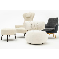 KH1301100124 Fotel TEDDY GRAND beżowy z podnóżkiem King Home