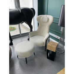 KH1301100124 Fotel TEDDY GRAND beżowy z podnóżkiem King Home